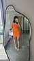 Vestido Canelado Ribana Alça Franzido Maitê Laranja