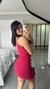 Vestido Canelado Ribana Alça Franzido Maitê Rosa Pink na internet