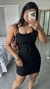 Vestido Canelado Ribana Alça Franzido Maitê Preto - loja online