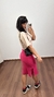 Saia Canelada Ribana Midi Fenda Cléo Pink - Menta Pimenta Rosa - Loja de roupas femininas - estilo - Moda básica - atemporal - estilosa