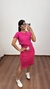 Saia Canelada Ribana Midi Fenda Cléo Pink - comprar online