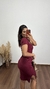 Vestido Canelado Ribana Midi Tradicional Manga Curta Erika Marsala na internet