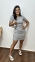 Vestido Ribana Canelado Classic Curto Cinza Mescla