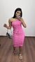 Vestido Canelado Ribana Midi Nula Manga Laura Rosa Chiclete - comprar online