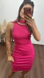 Vestido Canelado Ribana Midi Regata Gola Alta Cecília Pink - comprar online