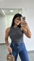 Blusa Canelada Ribana Regata Sofia Cinza Chumbo