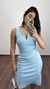 Vestido Canelado Ribana Midi Gola V Regata Melina Azul Bebê - comprar online