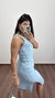 Vestido Canelado Ribana Midi Gola V Regata Melina Azul Bebê na internet