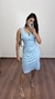 Vestido Canelado Ribana Midi Gola V Regata Melina Azul Bebê