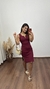 Vestido Canelado Ribana Midi Gola V Regata Melina Marsala - comprar online