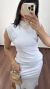 Vestido Canelado Ribana Midi Longuete Gola Alta Muscle Bolsos Aurora Cinza Gelo - Menta Pimenta Rosa - Loja de roupas femininas - estilo - Moda básica - atemporal - estilosa