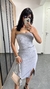 Vestido Canelado Ribana Midi Tomara que Caia Fenda Bojo Beatriz Cinza Mescla na internet
