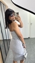 Vestido Canelado Ribana Midi Tomara que Caia Fenda Bojo Beatriz Cinza Mescla - loja online