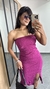 Vestido Canelado Ribana Midi Tomara que Caia Fenda Bojo Beatriz Fúcsia - comprar online