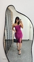 Vestido Canelado Ribana Midi Tomara que Caia Fenda Bojo Beatriz Fúcsia