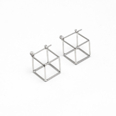 Brinco 3D Cubinho Prata