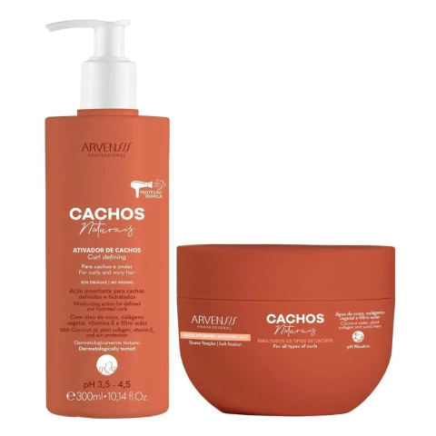Kit Arvensis Cachos Naturais Ativador Ondulados 300ml + Gelatina Suave Fixação 250g