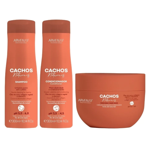 Kit Arvensis Cachos Naturais Shampoo + Condicionador + Mascara Ondulados