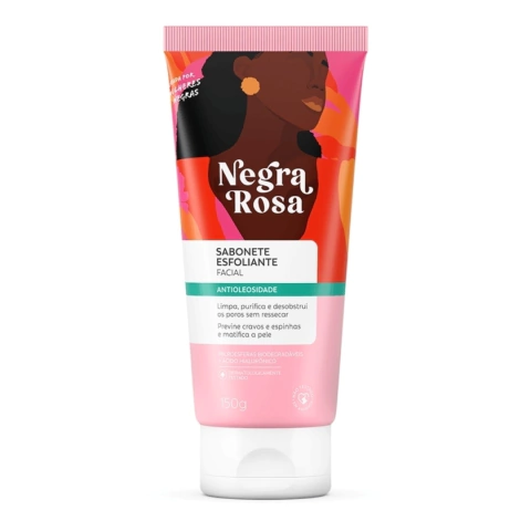 Sabonete Esfoliante Facial Antioleosidade Negra Rosa 150g