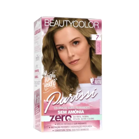 Tinta Para Cabelo Sem Amônia Puríssi 7.1 Louro Natural Acinzentado - BeautyColor