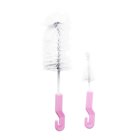 Kit Escova para Mamadeira e Bico Livre de BPA Rosa - Ninet