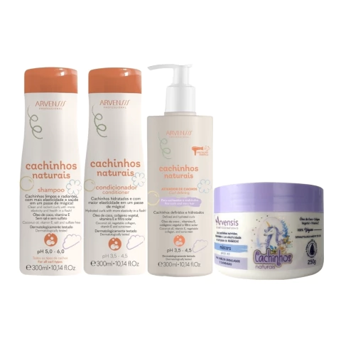 Kit Arvensis Cachinhos Shampoo + Condicionador + Ativador 300ml + Mascara 250gr - comprar online