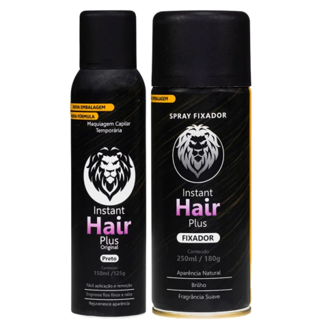 Kit Instant Hair Maquiagem Capilar Preto + Spray Fixador