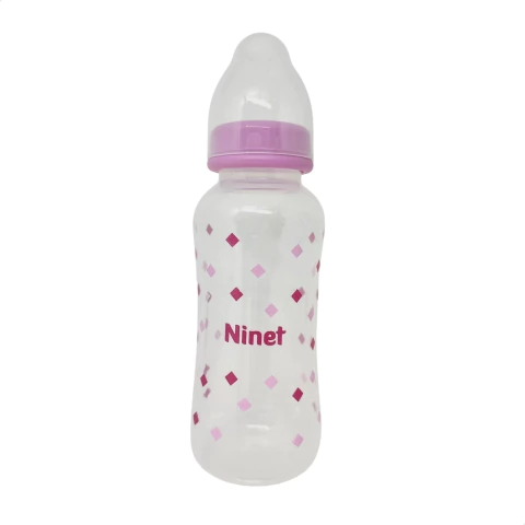 Mamadeira Com Bico Assimétrico Rosa Livre de BPA 300ml - Ninet