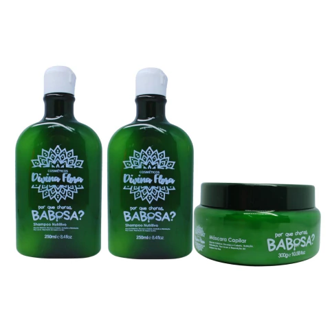 Kit Shampoo e Leave-In + Máscara Hidratação Divina Flora Porque Choras, Babosa?