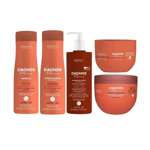 Kit Cachos Arvensis Shampoo + Condicionador + Ativador Crespos + Mascara 2x1 + Geleia Alta Fixação - comprar online