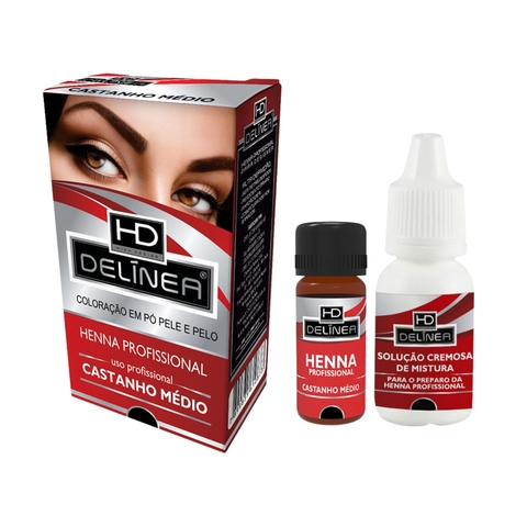 Henna Para Sobrancelha Kit Profissional - HD Delínea 1,25g Castanho Médio