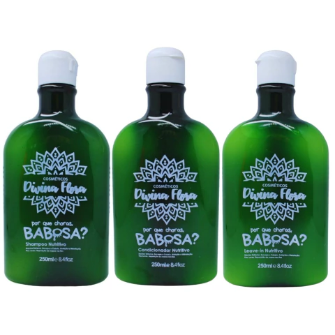 Kit Shampoo e Condicionador + Leave-in Nutritivo Divina Flora Porque Choras, Babosa? 250ml