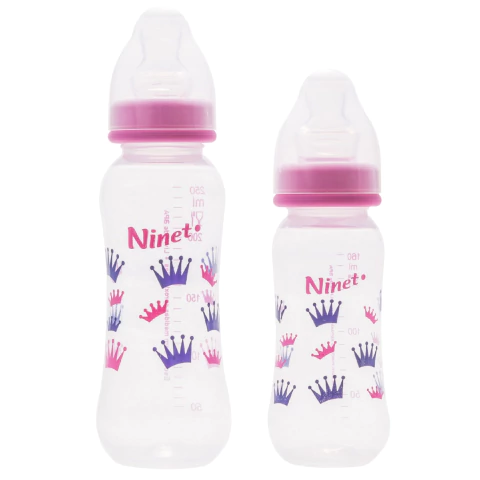 Kit Mamadeiras 2 Unidades 300ml + 160ml Bico Assimétrico - Ninet