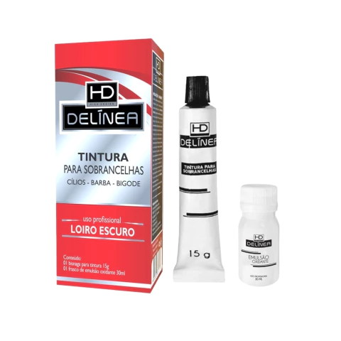 Tinta Para Sobrancelha e Cílios Loiro Escuro Kit HD Delínea Profissional 15g