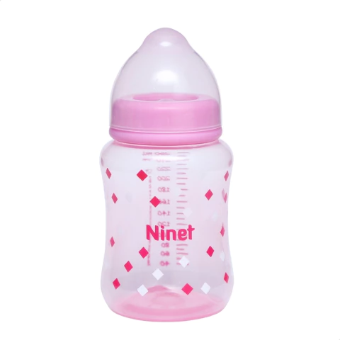 Mamadeira Acinturada Super Bico Assimétrico Tamanho 02 Rosa 260ml - Ninet