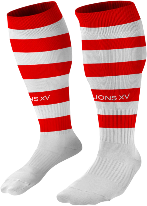 Medias de juego altas rojas y blancas