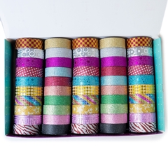 Cinta Decorativa Washi Tape Glitter Adhesiva X 50 Unidades - comprar online