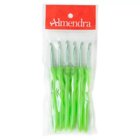 Agujas Crochet Aluminio Almendra Mango Acrílico N° 4.5 X6u