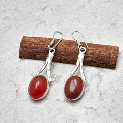 Brinco em prata com Ágata Vermelha 0103824B0051 - MiaTribo | Joias em prata e pedras naturais com design exclusivo | MiaTribo