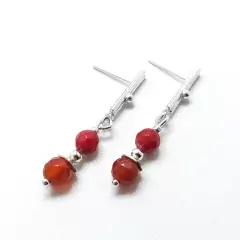 Brinco prata Coral e Ágata Vermelha 0112869B2055