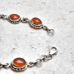 Pulseira em prata com Ágata Vermelha 0103824U0003 - MiaTribo | Joias em prata e pedras naturais com design exclusivo | MiaTribo