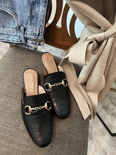 Slipper FRIDDA Croco Negro - tienda online