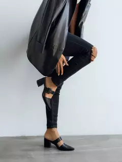 Stiletto LUCRECIA Croco Negro Outlet - KENDRA