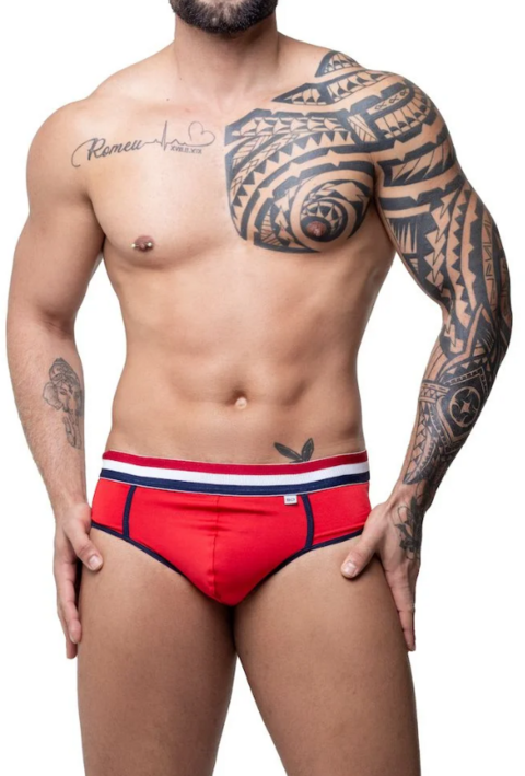 CUECA SUPLEX VERMELHA FRENTE SLIP ATRAS JOCK - TAM ÚNICO