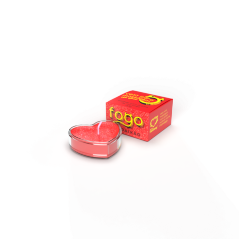 VELA FOGO DA PAIXÃO DE MORANGO COM GLITTER