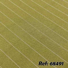 Tecido Alfaiataria Risca de Giz Verde Oliva, para confecção de alta costura.