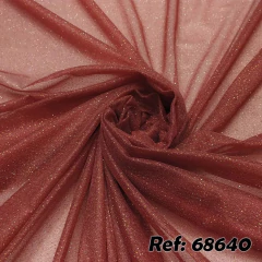 Tecido Lurex Miu Terra Cota para Looks com brilho e transparência.