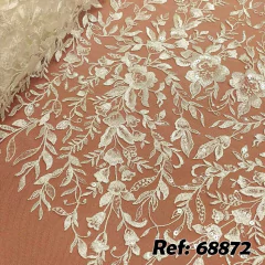 Tecido Tule Bordado Jupiter Off