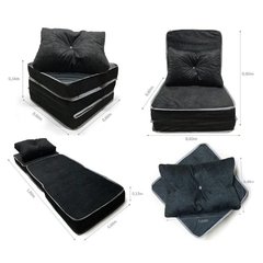 Puff Multifuncional 3 Em 1 + Travesseiro Solteiro - Suede E Corino Preto - Orthovida + brinde JOGO DE CAMA SOLTEIRO 100% MICROFIBRA CAMESA na internet