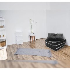 Imagem do Puff Multifuncional 3 Em 1 + Travesseiro Solteiro - Suede E Corino Preto - Orthovida + brinde JOGO DE CAMA SOLTEIRO 100% MICROFIBRA CAMESA